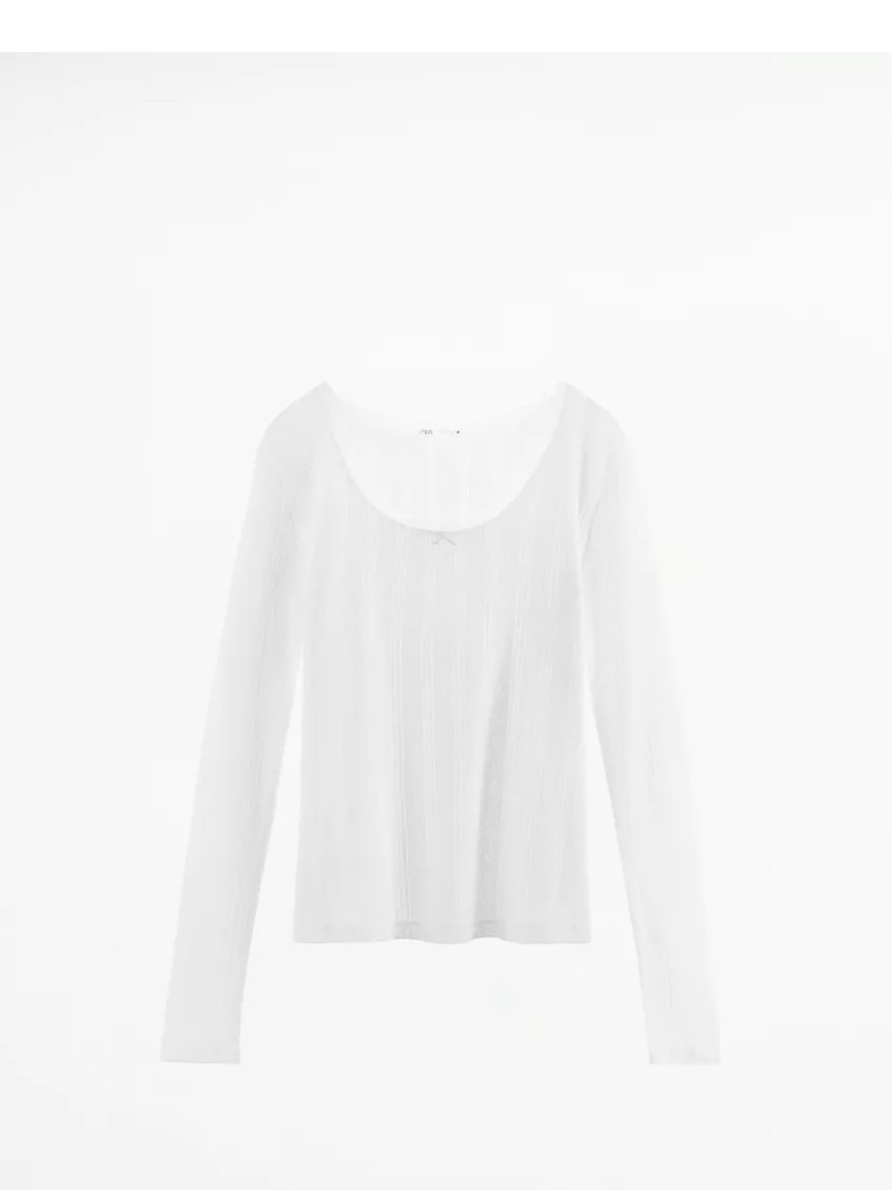 Zara lace trim pointelle long sleeve t shirt